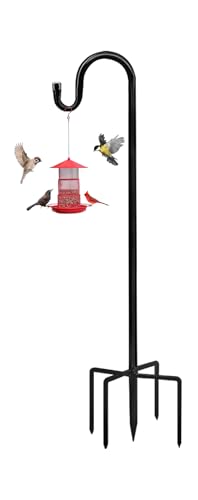 Bird Feeders Pole,Shepherds Hooks for Outdoor 1 Pack 48 Inch Bird Feeders for Outdoors with 5 Prongs Base Hanging Planters for Outdoor