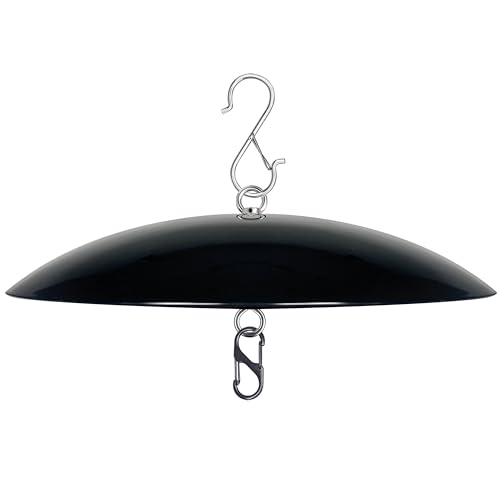 13" Bird Feeder Rain Guard, Hummingbird Feeders Shade Dome Cover, Hanging Baffle for Bird Feeder Pole,Smart Birds Feeder Umbrella (Black), 1 Pack