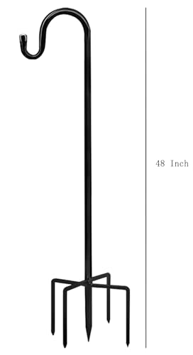 Bird Feeders Pole,Shepherds Hooks for Outdoor 1 Pack 48 Inch Bird Feeders for Outdoors with 5 Prongs Base Hanging Planters for Outdoor