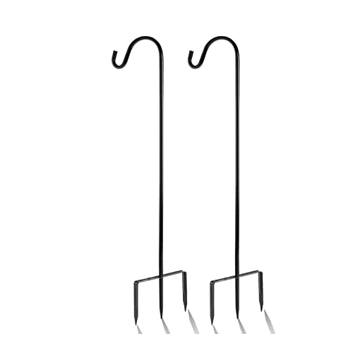 EXCMARK 2 Pack Shepherd Hook Adjustable Height 31/24/16’’ 1/2 inch Thick Use at Weddings, Hanging Solar Lights, Lanterns, Bird Feeders, Metal Hanger