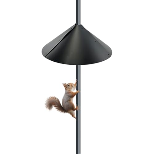 Squirrel baffle for bird feeders pole, squirrel proof cone for outdoors shepherds hook. Squirrels deterrent for bird house, large squirrel