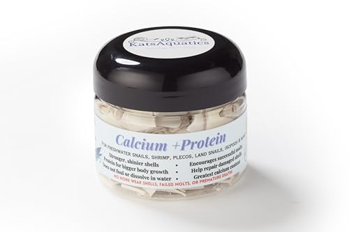 Calcium + Protein, for Strong Shells, Healthy Molts, 100% Natural, Does Not Dissolve in Water, Fast Sinking for Aquatic Shrimp, Snails, Plecos and