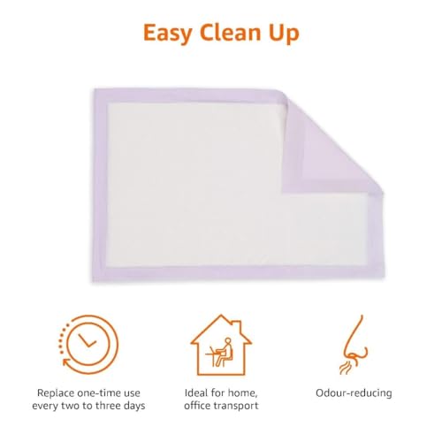 Basics Cat Litter Pee Pads, Odor Control with Fresh Scent, Super Absorbent, Disposable, Universal Fit Litter Box, Purple and White, 40 Count