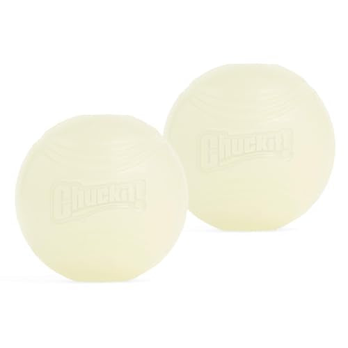 Chuckit! Glow in the Dark Bouncy Balls - Ball for Dogs, Chuckit Dog Toy, Max Glow Balls - Medium, 2.5 Inch Pack of 2