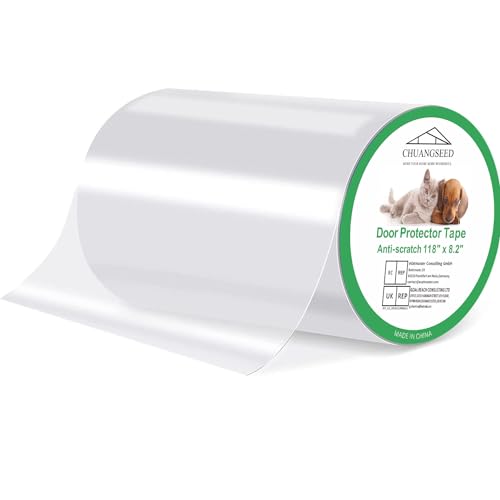 Door Protector from Dog Scratching 118" x 8.2" Cat Scratch Door Frame Single Side Adhesive Protector Anti Dog Scratch Door Guard for Dogs Clear