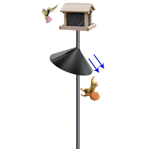 Squirrel baffle for bird feeders pole, squirrel proof cone for outdoors shepherds hook. Squirrels deterrent for bird house, large squirrel