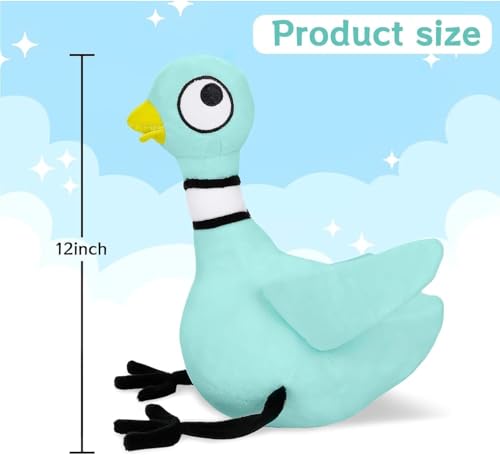 Don't Let The Pigeon Drive The Bus 12'' Pigeon Plush Toy Soft Stuffed Bird Stuffed Animal Toy for Kids Boys Girls Gifts, Home Decor Plushies
