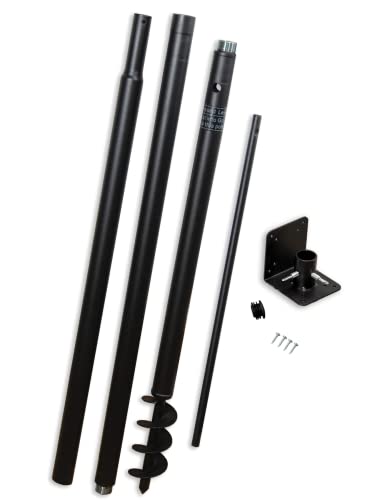 JCS Wildlife Universal Mounting Pole Kit for Bird Houses & Feeders, Heavy-Duty Steel Pole with Threaded Connections, Top or Side Mount, 55" Tall