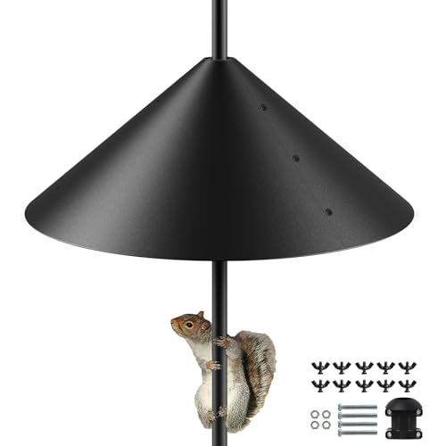 19 Inch Metal Squirrel Baffle for Bird Feeder Pole, Outdoor Squirrel Proof Bird Feeders, Bird House Guard for Shepherd’s Hook, Rust Chew Proof Heavy