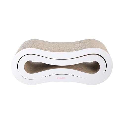 CSR1014B Suvi 26" Modern Cardboard Infinity 2-in-1 Lounge Bed Cat Scratcher with Catnip, Cloud