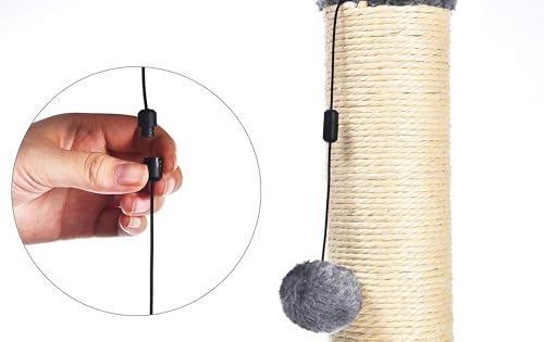Basics Cat Scratching Post for Indoor Cats & Kittens, Medium (31.5"H), Cat Furniture with Dangling Ball Toy, Grey