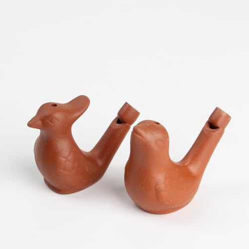 2Pcs Bird Water Whistles, Funny Ceramic Water Whistles, Warbler BirdWhistles Noise Makers, Purple Clay Pottery Waterfowl Whistle for Birthday Favors