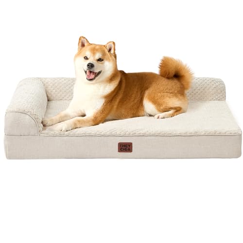 EHEYCIGA Memory Foam Dog Bed Large Size Dogs, Orthopedic Dog Bed Large with Washable Removable Cover, Waterproof Pet Sofa Couch with Nonskid Bottom