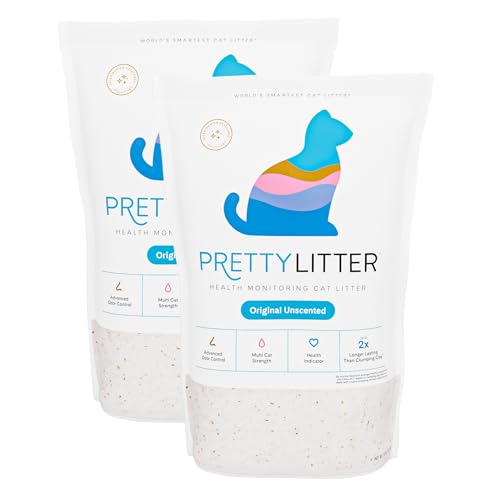 PrettyLitter Health Monitoring Cat Litter (Unscented, Non Clumping) | Lightweight & Low Tracking, Color Changing Silica Gel Crystals, Advanced Odor