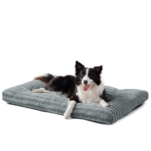 FURTIME Washable Dog Bed Large Sized Dogs, Deluxe Dog Crate Beds Comfy Fluffy Kennel Pad Anti-Slip Pet Sleeping Mat, Machine Washable Dogs Pillow