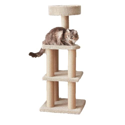 Basics Cat Tree Tower - Multi-Level Climbing Activity Center for Indoor Cats & Kittens with Scratching Posts, Platform, Jute Rope, Large (45.9"H)