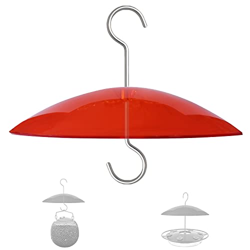 8" Mini Weather Guard for Bird Feeder - Small Protective Dome Cover Against Rain/Snow/Sun - Red Dia. 20CM