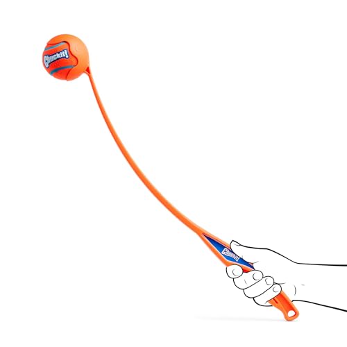 Chuckit! Sport 26L Dog Ball Launcher - Includes a 3-inch Diameter Large Ball for Dogs 60-100 Pounds - Manual Thrower for Dog Balls With a Slim