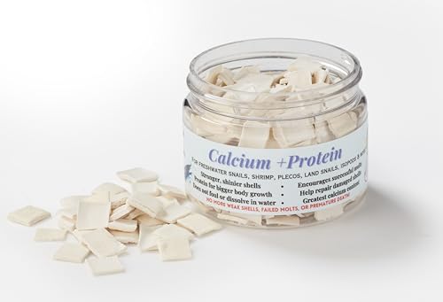 Calcium + Protein, for Strong Shells, Healthy Molts, 100% Natural, Does Not Dissolve in Water, Fast Sinking for Aquatic Shrimp, Snails, Plecos and