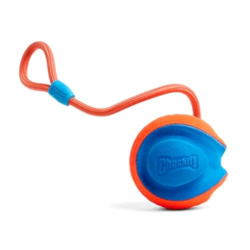 Chuckit! Rope Fetch Dog Toy - Ball on Rope Fetch and Tug-of-War Toy for Dogs - Durable EVA Rubber Construction - 5.5-inch Diameter - 18-inch Rοpe