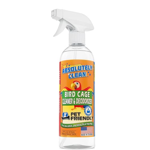 Absolutely Clean Amazing Bird Cage Cleaner and Deodorizer - Just Spray/Wipe - Safely & Easily Removes Bird Messes Quickly and Easily - Made in The US