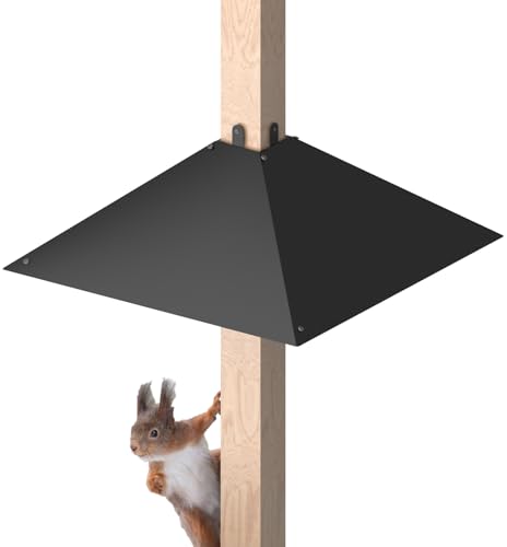 Queension Metal Squirrel Baffle for 4x4 Post, 17 Inch Squirrel Proof Baffles for Bird Feeder Poles, Outdoor Guard for Wooden Pole to Deter Raccoons