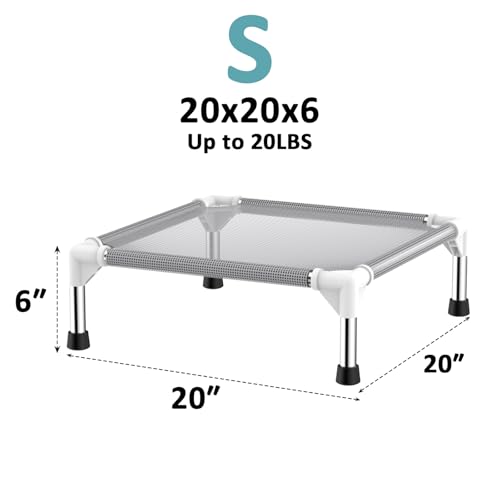 Elevated Dog Bed with Teslin Cooling Fabric - Lightweight Dog Cot for Small Dogs, Waterproof & Washable Breathable Mesh, Raised Pet Bed for Indoor