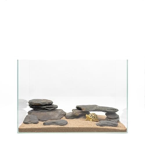 Aquarium Stone Natural Slate Stream Turtle Tank Rocks 3-7 inches Fish Rock for Aquarium Aquascaping Shrimp Tanks Amphibian Enclosures Paludarium-5lb