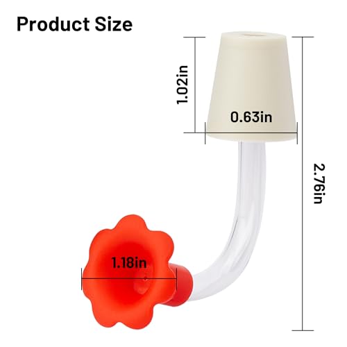 3-Pack Floral Hummingbird Feeder Replacement Parts – DIY Bottom Replacement Feeding Tubes with Red Flower Tip & Tapered Stopper – Fits Most Outdoor