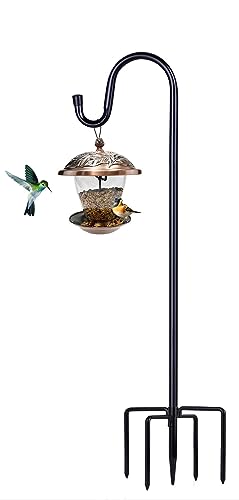 Shepherd Hooks for Outdoor, 1 Pack 62 Inch Bird Feeder Pole with 5 Prongs Base for Hanging Lantern, Hummingbird Feeder, Lightweight Plant, Shepherds