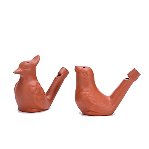 2Pcs Bird Water Whistles, Funny Ceramic Water Whistles, Warbler BirdWhistles Noise Makers, Purple Clay Pottery Waterfowl Whistle for Birthday Favors