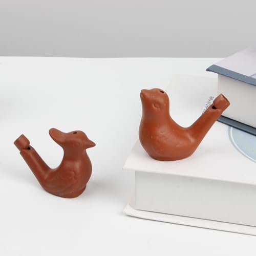 2Pcs Bird Water Whistles, Funny Ceramic Water Whistles, Warbler BirdWhistles Noise Makers, Purple Clay Pottery Waterfowl Whistle for Birthday Favors