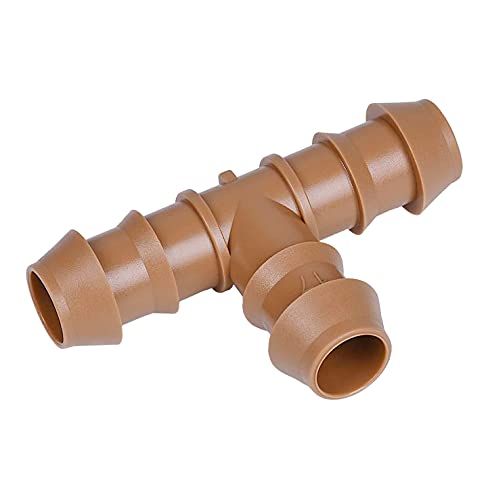 JAYEE 24P Drip Irrigation Fittings Kit for 1/2" Tubing (.600 ID), 17mm Parts- 6 Tees, 6 Couplings, 6 Elbows,6 End Cap Plugs- Barded Connectors for