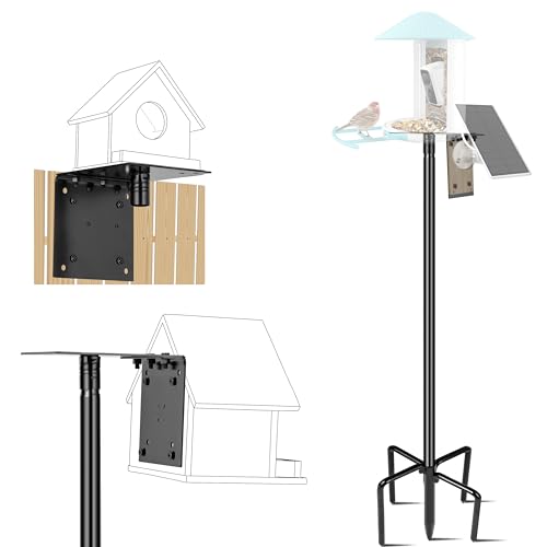 Ottsuls Bird Feeder Pole, 109 Inch Heavy Duty Bird House Pole Kit for Outdoors, with 5-Prong Base Feeding Station for Wild Birds Watching, Adjustable