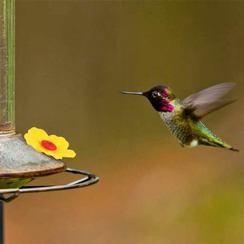 16 Pieces Hummingbird Feeders Replacement Flowers Yellow Pet Replacement Bird Feeder Replacement Parts with 2 PCS Brush Feeding Ports Bee Guards for