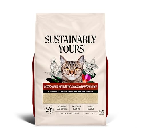 Sustainably Yours Natural Cat Litter, Mixed-Grain Formula, Exceptional Clumping & Odor Control, Virtually No Dust, Easy to Scoop, Corn & Cassava