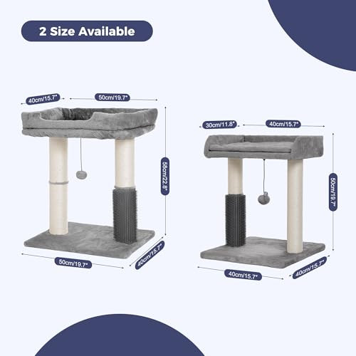 Cat Tree Tower for Large Cats Cat Scratching Post with 20x15.7”Wide Top Bed, Self Groomer, Thick Scratch Post [Dia=4.5”] and Danging Ball Great for