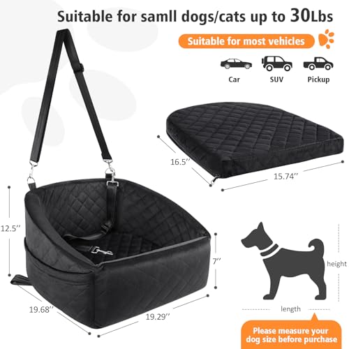 NEEZUKAR Dog Car Seat for Small Medium Dogs,Detachable Washable Dog Booster Seat Under 30lbs, Pet Car Seat Travel Bed with Storage Pockets and Dog