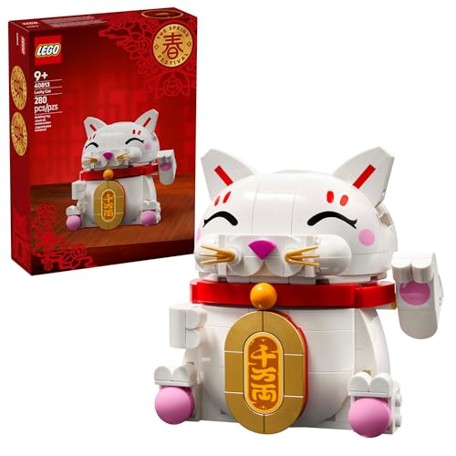 LEGO Lucky Cat Building Toy for Girls & Boys - Smiling Cat W/Waving Paw Function for Kids, Ages 9+ - Home Decor for Spring Festival & Chinese New