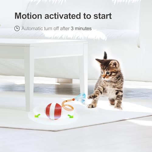 Jkanti Interactive Cat Toys for Indoor Cats,The 3rd Generation Agile Moving Cat Ball with Elastic Mesh Tail,Automatic Kitten Toys for Bored Indoor