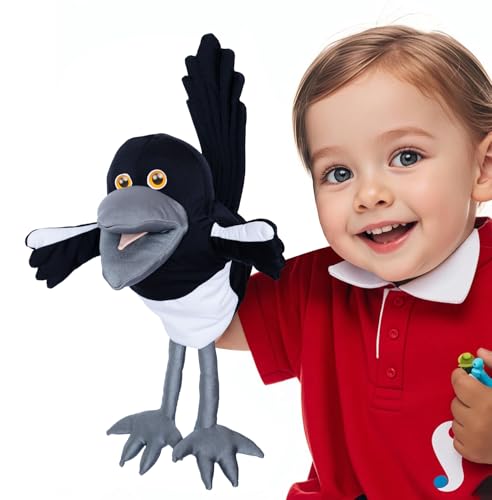 Steve and Maggie Plush Toy – Maggie Magpie Hand Puppet for Kids 1+, Soft Bird Puppet for Pretend Play, Nursery Rhymes & Learning, Interactive Toddler