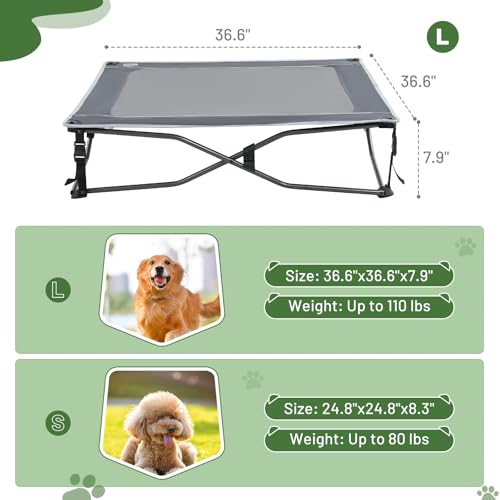 TIMBER RIDGE Outdoor Dog Bed, Cooling Elevated Pet Bed Portable Raised Dog Bed with Breathable Mesh, Dog Bed Foldable Dog Cot for Indoor & Outside