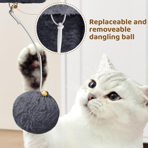 Yaheetech 23.5in Cat Tree – Sturdy & Stable, Space-Saving 3-Level Cat Tower with Plush Perch, Condo, Sisal Scratching Posts & Dangling Ball, Perfect