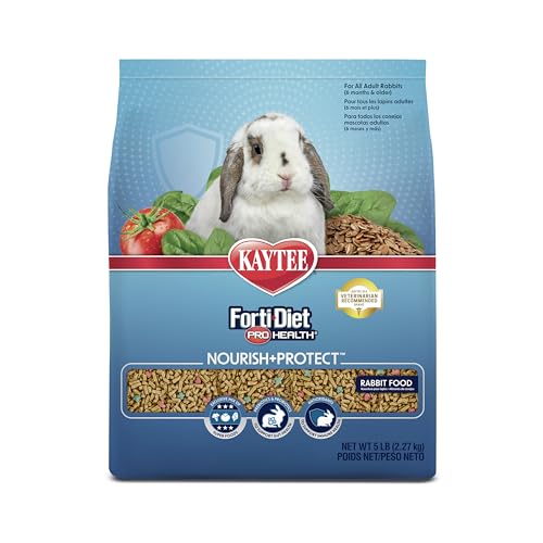 Kaytee Forti-Diet Pro Health Nourish+Protect Adult Rabbit Food, Comprehensive Nutrition Backed by Science, Digestive Health, Immune Support, 5 pounds
