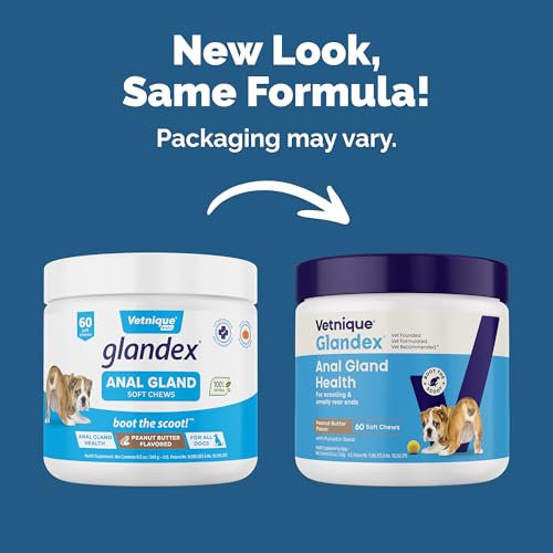 Vetnique Glandex Anal Gland Soft Chew Treats with Pumpkin for Dogs Digestive Enzymes, Probiotics Fiber Supplement for Dogs Boot The Scoot (Peanut
