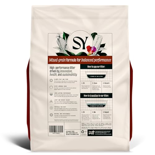 Sustainably Yours Natural Cat Litter, Mixed-Grain Formula, Exceptional Clumping & Odor Control, Virtually No Dust, Easy to Scoop, Corn & Cassava