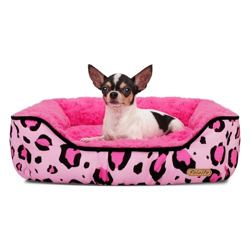 Rectangle Washable Dog Bed for Large, Medium & Small Dogs – Soft Calming Puppy Beds, Durable Warm Pet Sofa with Non-Slip Bottom for Indoor Use.Pink S