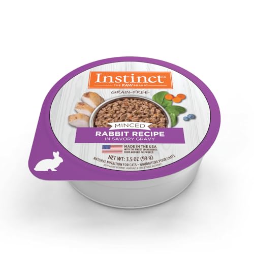Instinct Original Minced Natural Wet Cat Food, Grain Free Recipe - Real Rabbit, 3.5 oz. Cups (Pack of 12)