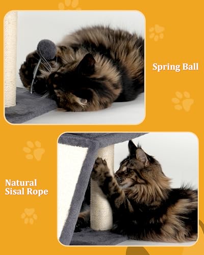 Aechonow Cat Tree for Large Cats, 14Inch Cat Tree Tower with Scratching Post, 20x16.5Inch Perch Bed for Adult Senior Cats, Removable Washable Mat
