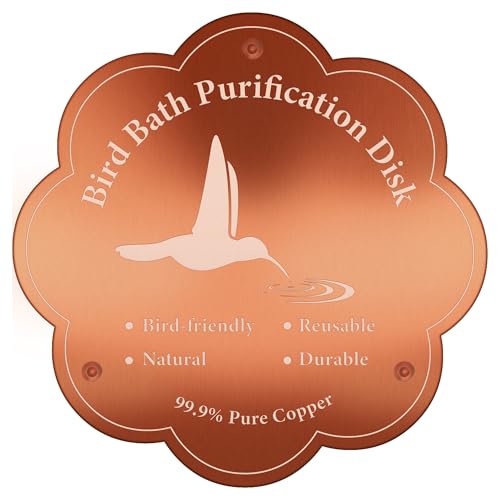 1P 4inches Bird Bath Purification Disk, 99.99% Pure Copper Bird Bath Disc Safe Birdbath Cleaner Disks for Outdoor All-Season Use 0.6mm Birdbaths